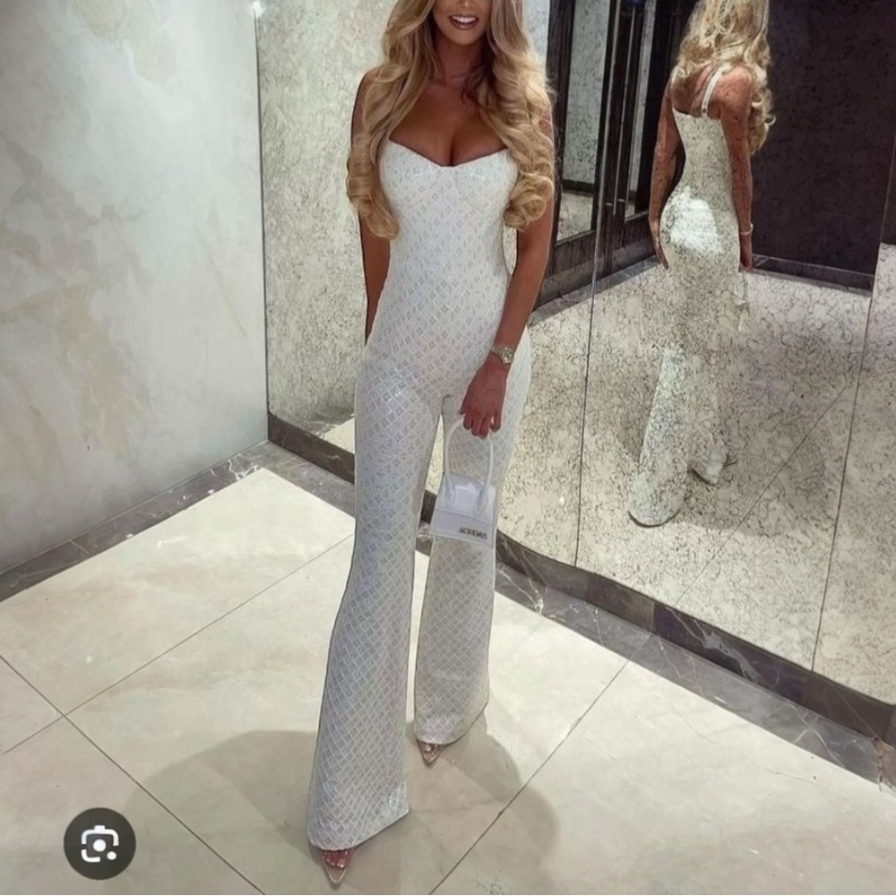 NWT NADINE MERABI Hailey Sequin Jumpsuit Size 8 / M